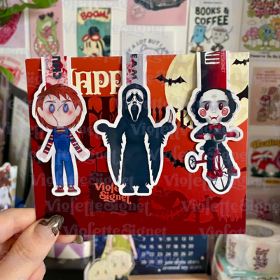 Marcapáginas magnético Scream, Chucky y Jigsaw